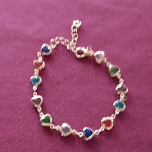 Multicolor Heart Charm Bracelet